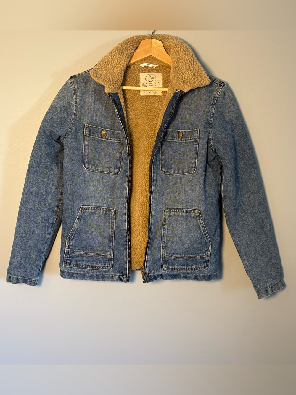 M&S Denim Borg Lined Jacket-Adorable, stylish and warm size 13-14 years